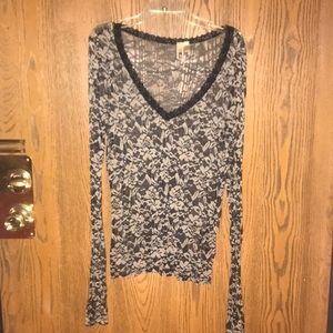 see through lacey floral long sleeve